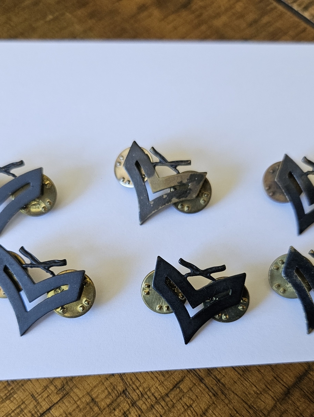 Marine Corp Vintage Military Chevron Collar Pins - Black Metal